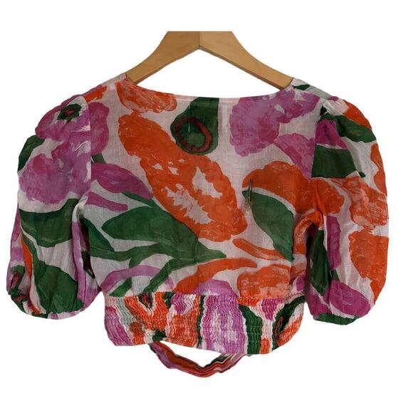 Banjanan Floral Aurora Top Short Sleeves V Neck XS - Picture 6 of 13